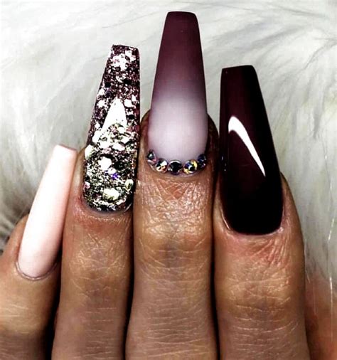 Fall Nails Burgundy Nails Ombre Nails Glitter Nails Nails With