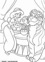 Coloring Aladdin Jasmine Monkey Genie Princess Disney Book sketch template