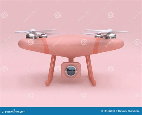 pink drone  camera lens reflection toy cartoon style  render minimal pink background stock