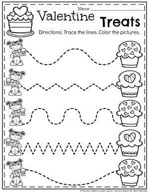 preschool worksheets  valentines day fun tracing worksheets