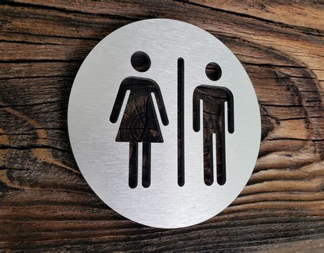 unisex restroom door sign metal  gender bathroom sign male