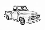 Ford Truck F100 1955 Pickup Illustration Trucks Vector Jr Webber Keith Cars Drawings Old Coloring Vintage Photograph Pages Classic Cool sketch template