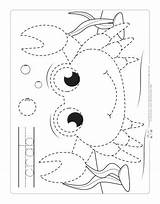 Tracing Animals Ocean Worksheets Crab Itsybitsyfun Animal Worksheet Preschool Coloring Writing Activities Sea Sheets Pages Kids Kindergarten Para Niños Actividades sketch template