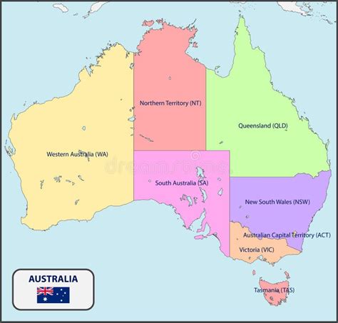 mapa politico de australia  nombres ilustracion del vector ilustracion de correspondencia