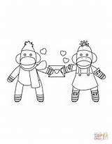 Coloring Pages Sock Monkeys Monkey Couples Printable Valentine Christmas Drawing Getdrawings Supercoloring sketch template