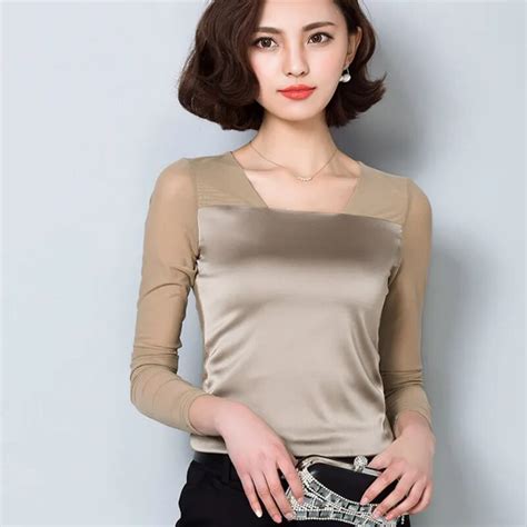buy 2016 autumn long sleeve silk shirt women satin