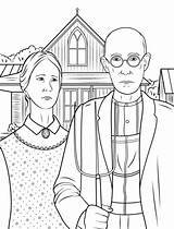 Gothic American Coloring Grant Wood Pages Clipart Painting Famous Printable Drawing Paintings Clip Drawings Visit Designlooter Click Popular Choose Board sketch template