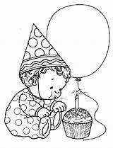Birthday Pages Boy Coloring Balloons Holding Present Three sketch template