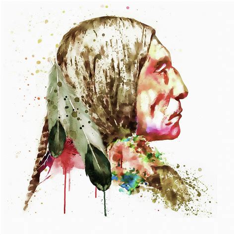 native american side face mixed media by marian voicu