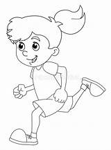 Coloring Girl Running Cartoon Child Children Kids Pages Gingerbread Illustration Color Isolated Training Sport Drawing Getcolorings Printable sketch template