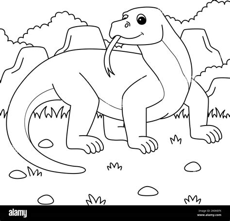 komodo dragon animal coloring page  kids stock vector image art