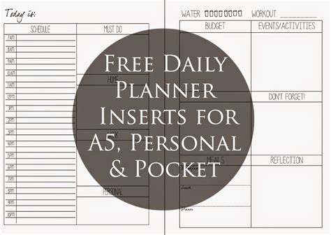 daily planner inserts   personal pocket wendaful
