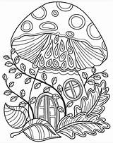 Coloring Mushroom House Pages Forest Fairy Colouring Adults Printable Adult App Garden Forêt Sheets Cute Coloriage Mandala Mushrooms Grown Ups sketch template
