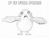 Porg Coloring Pages Alphabet Wars Star sketch template