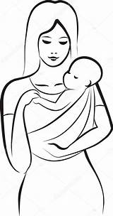 Mother Drawing Child Baby Sling Stock Pencil Vector Drawings Illustration Sketches Concept Simple Getdrawings Asian Color Baldyrgan Depositphotos sketch template