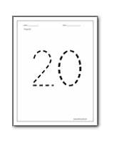 Number 20 Worksheet Worksheets Trace Numbers Preschool Kindergarten Handwriting Color Softschools sketch template