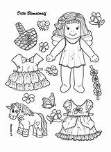 Paper Dolls Ditte Doll Fairy Flower Karen Colour Pages Vintage Coloring Påklædningsdukke Farvelægge Til sketch template