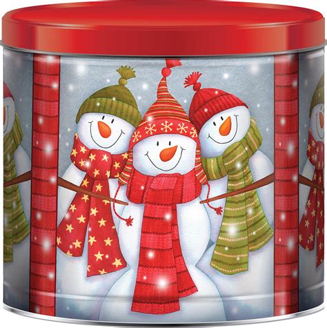 Snowman Friends Assorted Holiday Popcorn Tin 22 Oz