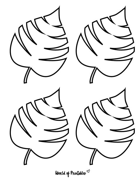 outline tropical leaf template