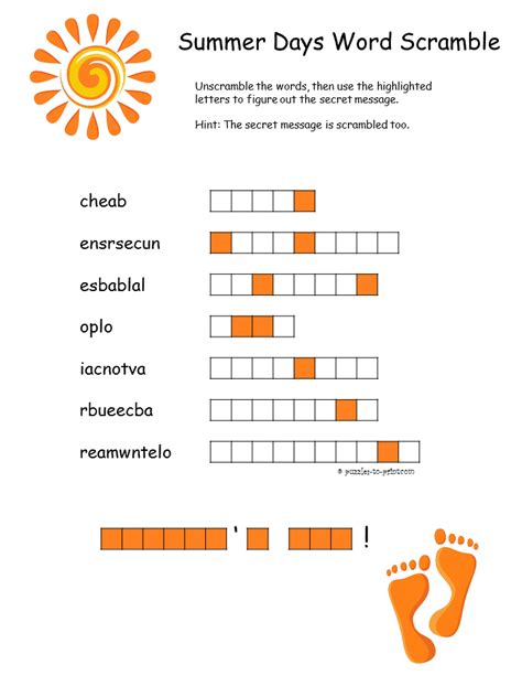 summer word scramble