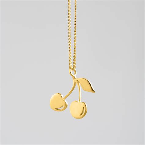 cherry necklace gold plated