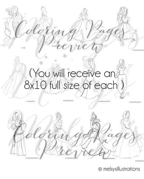 princess coloring pages instant downloadprintables  etsy