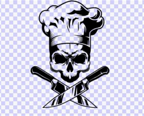 skull chef hat crossed knives svg  cut file skull etsy