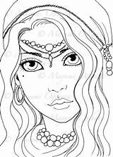 Gypsy Girl Colouring Coloring Pages Drawing Printable Digital Woman Stamp Etsy Adult Sheets Instant Women Blank Girls Getdrawings sketch template