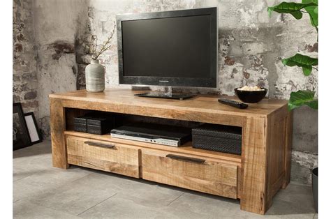 meuble tv en bois massif  cm pour salon
