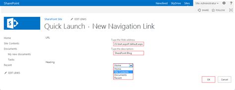 add  link   quick launch toolbar  sharepoint  knowledgebase plexhosted llc