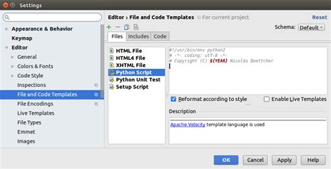 write  file code template  pycharm