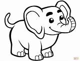 Coloring Elephant Pages Baby Cute Printable Drawing sketch template