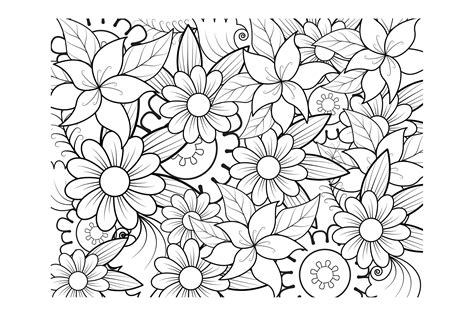 floral coloring page book  adults graphic  stromgraphix creative