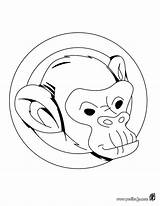 Mono Chimpance Dibujar Affenkopf Hellokids Singe Imprimir Coloriage Macaco Titi Ausmalbilder Línea Jedessine Salvajes sketch template