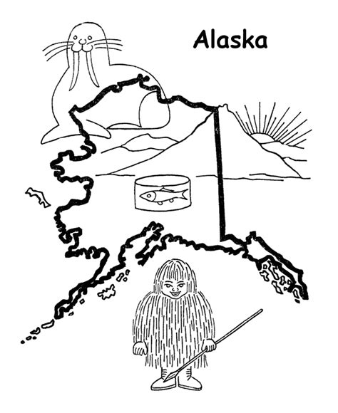 alaska state coloring page map outline state outline unit studies