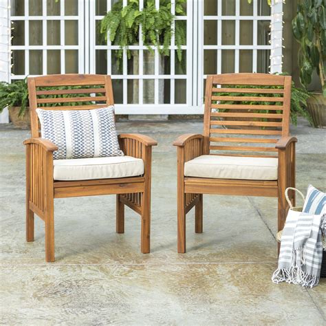 manor park outdoor wood patio chairs  cushions set   brown