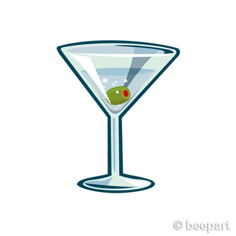 Martini Clip Art Cocktail Glass Illustration Gin Vermouth Etsy