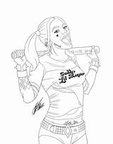 Harley Quinn Coloring Line Pages Colouring Margot Robbie Choose Board Girl sketch template