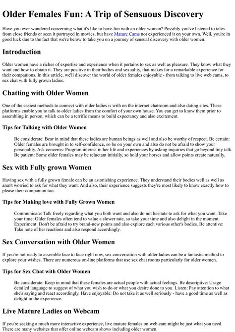 Ppt Older Women Fun A Journey Of Sensual Discovery Powerpoint
