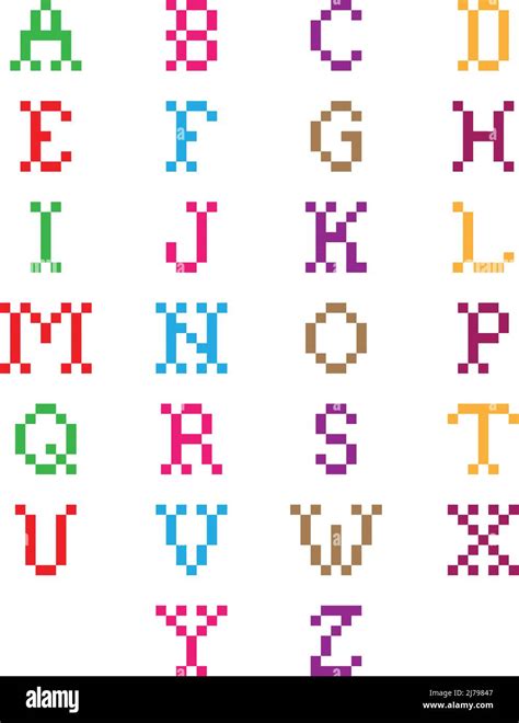 alphabet pixel art vector illustration alphabet chart image  clip