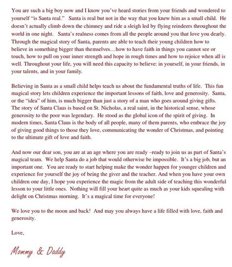 christmas letter explaining santa claus  older children   ready