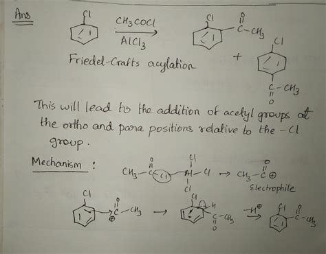 chlorobenzene  treated  chcocl  presence  alcl chemistry