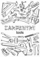 Tools Drawing Carpentry Carpenter Tool Vector Tattoo Set Drawings Woodworking Work Sketch Illustration Freehand Coloring Pages Style Hand Logo Tattoos sketch template