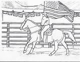 Coloring Horse Pages Rodeo Riding Flag Girl Cowgirl Color Horses Kids Drawing Printable Barrel Racing Horseback American Sheets Cowboy Dancing sketch template