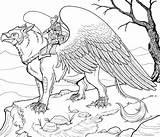 Coloring Pages Griffin Animals Fantastic Coloriage Animaux Fantastiques Fantasy Animal Griffon Colouring Printable Adult Therapy Adults Life Creatures Coloriages Mythical sketch template