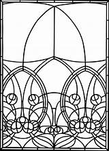 Glass Stained Coloring Window Pages Template Book Windows Adults Nouveau Clipart Printable Adult Easy Beast Deco Beauty Colouring Dover Publications sketch template