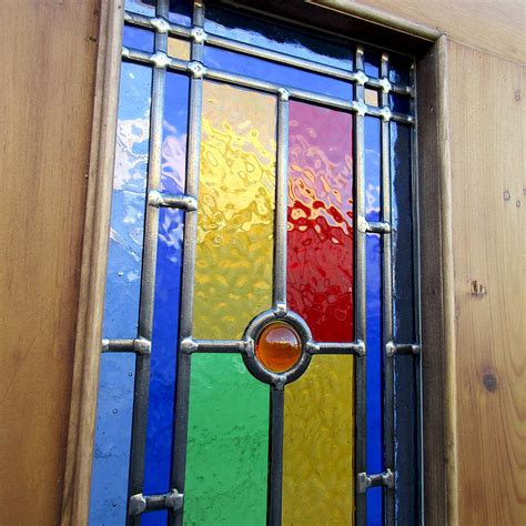 4 panel bullseye stained glass interior door period home style