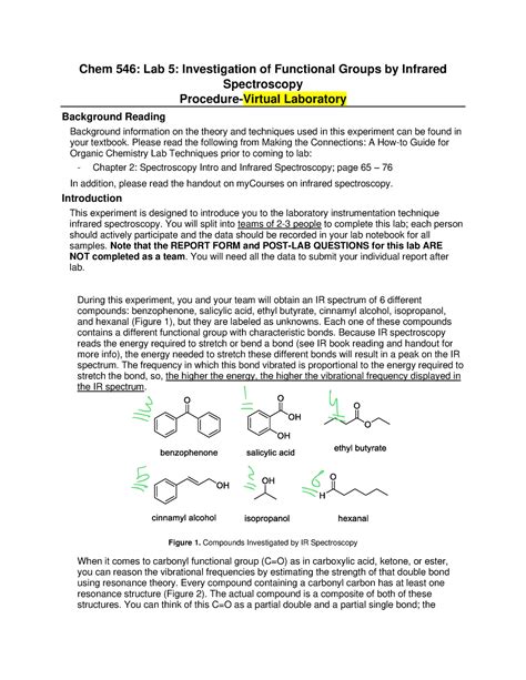Chem 546 Virtual Lab 5 Ir Spectroscopy Procedure 2 Chem 546 Lab 5