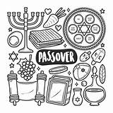 Passover Doodle Pascua Iconos Dibujado sketch template
