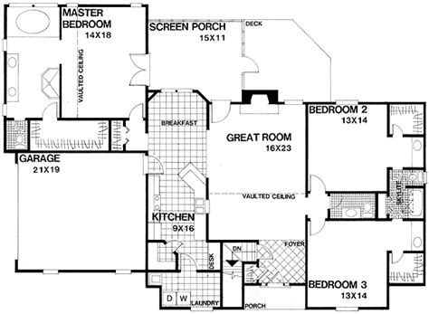 story ranch style home   sloping lot ga architectural designs house plans